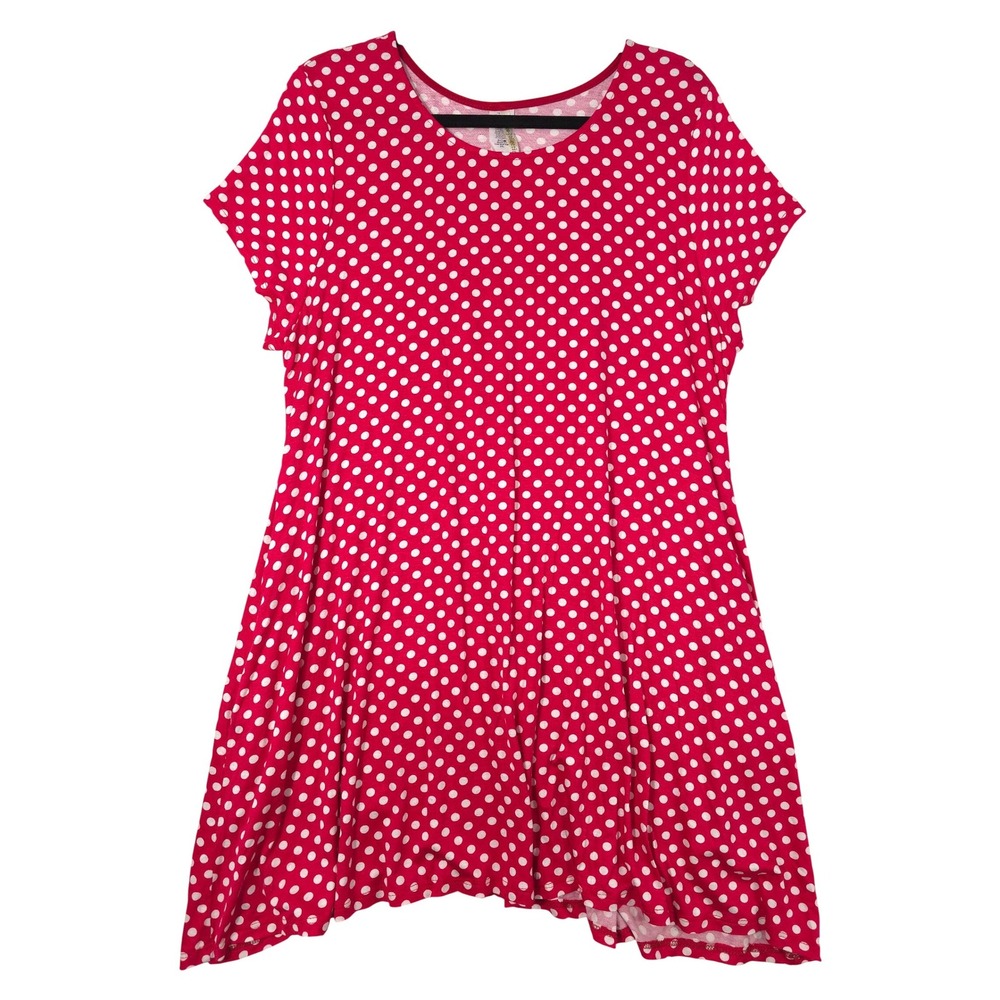 MOA Collection Red Tunic Top White Polka Dots 3XL Pockets
